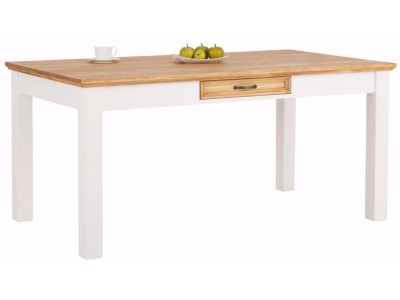 Mesa 180x90 de jantar em madeira acabamento com toque acetinado em cera natural e branco lavado | Coleção England